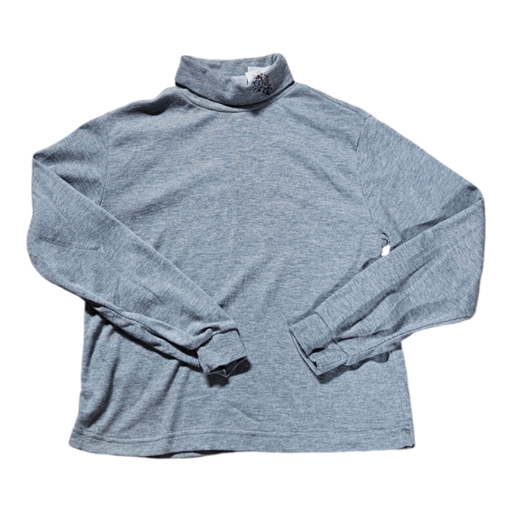 Basic Editions Pullover Turtleneck Sweater w/ Embroidered Flower , NWOT